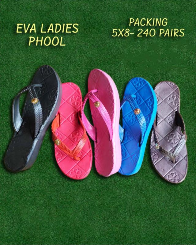 Multicolor Phool Print Eva Ladies Slipper, for Casual Wear, Size : 5x8 Inch