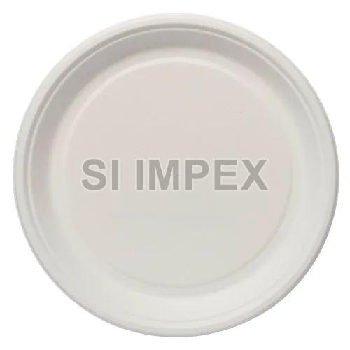 White 11 Inch Round Biodegradable Plastic Plate, for Serving Food