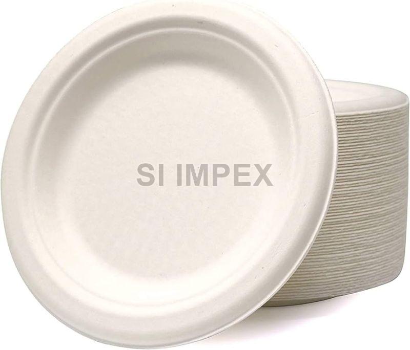 6 Inch Round Biodegradable Plastic Plate, for Serving Food, Color : White