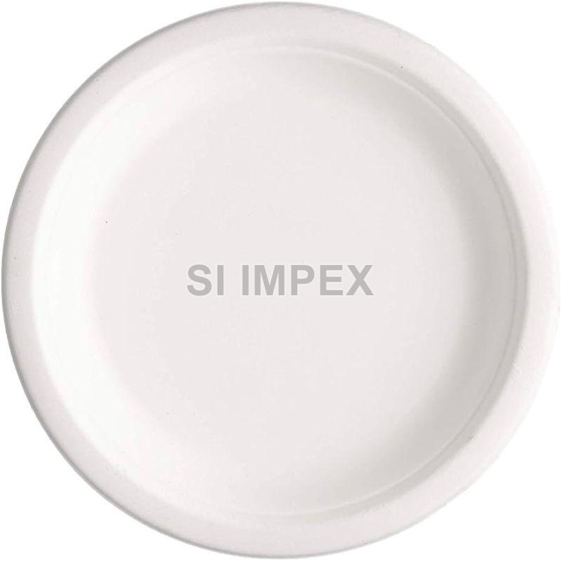 White 7 Inch Round Biodegradable Plastic Plate, for Serving Food