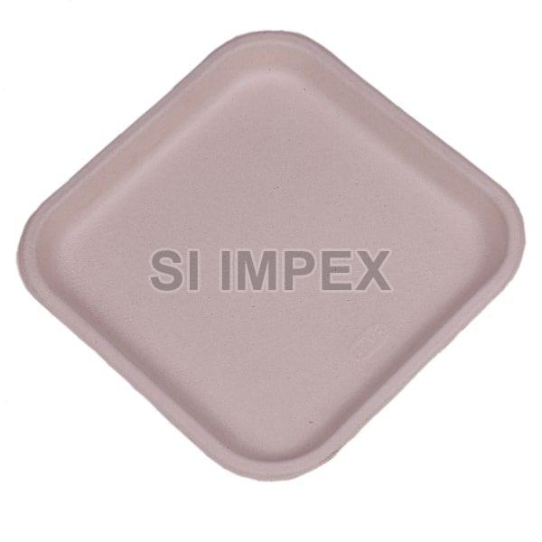 Grey 7 Inch Square Biodegradable Plastic Plate, for Serving Food