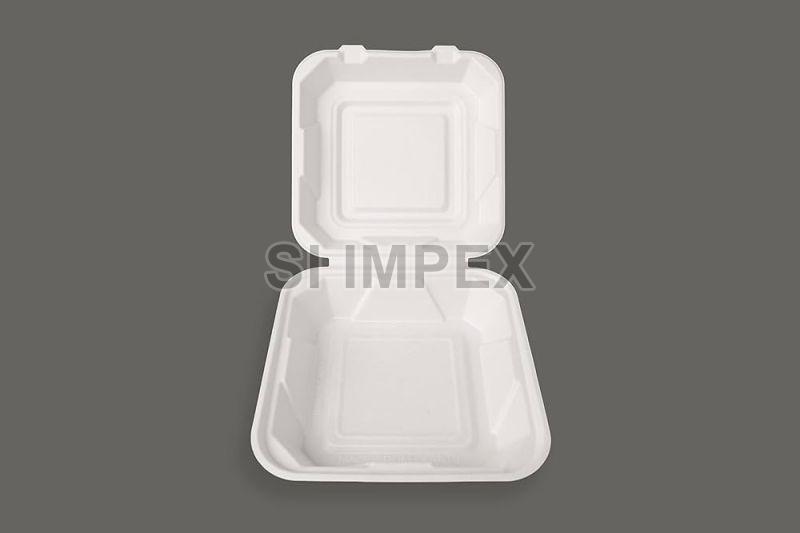 White 9 x 9 Inch Clamshell Box, for Food Packaging
