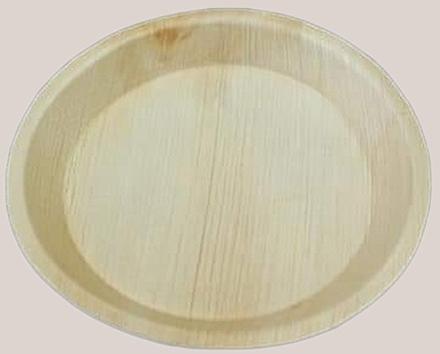 Creamy 9 Inch Round Areca Leaf Plate, for Serving Food, Packaging Type : Shrink Film Packages