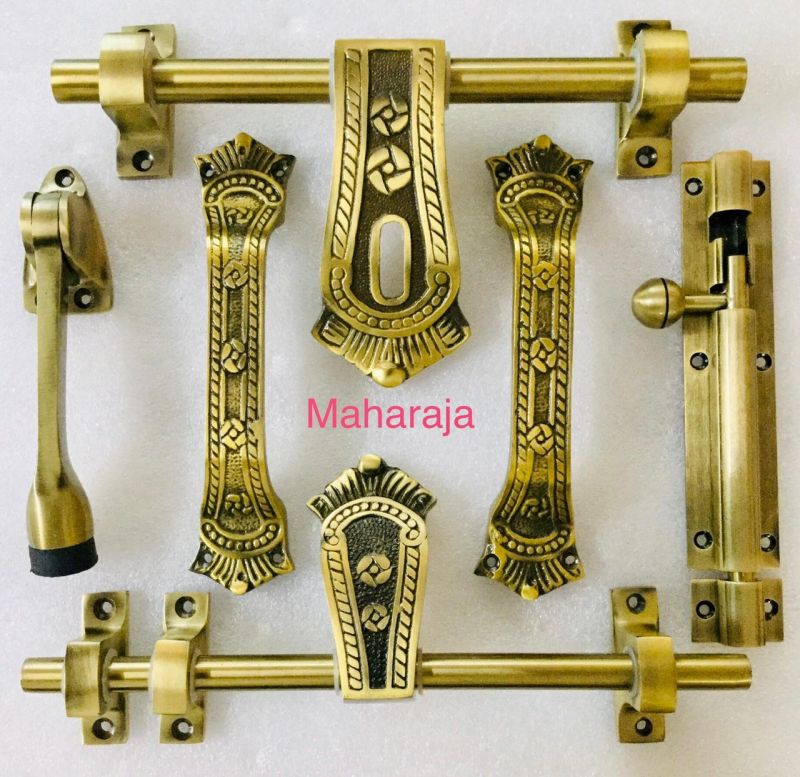 Golden Maharaja Brass Door Fitting Kit, Feature : Unique Design, High Quality, Finely Polished