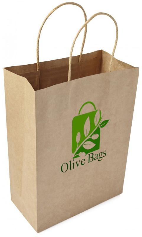Olive Rectangular Paper carry bags, for Shopping, Capacity : 5 Kg