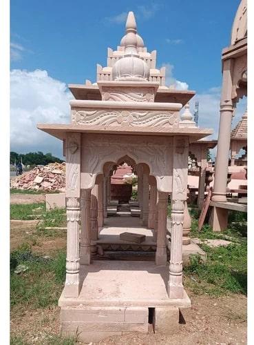 Pink 14 Feet Sandstone Temple, for Worship