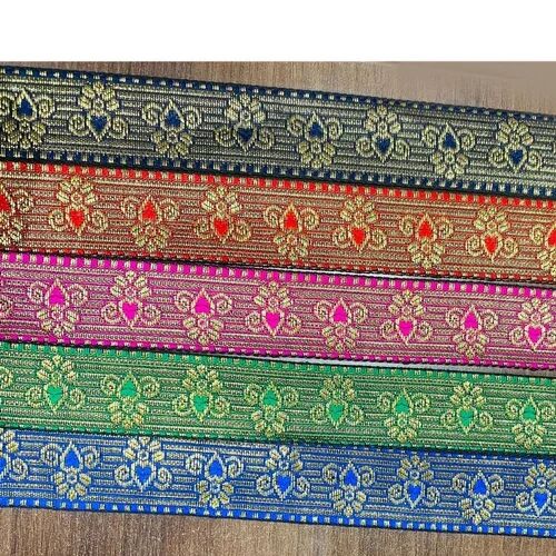 Embroidered 1.25inch Polyester Maharani Lace, Color : Royal Blue (Base)