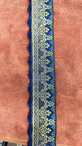 1.4inch Chanderi Embroidered Lace, Color : Blue (Base)