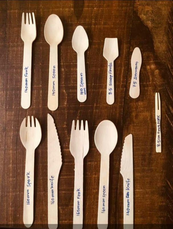 Square Plain Wooden Cutlery, Packaging Type : Plastic Pouch