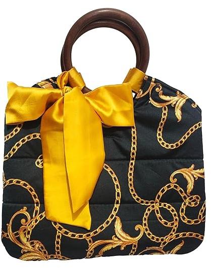 Printed Nylon Wooden Handles Potli Bags, Specialities : Completet Finishing, Durable, Fashionable, High Quality