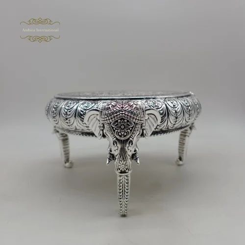 Round 800 Grams Silver Carved Dining Table
