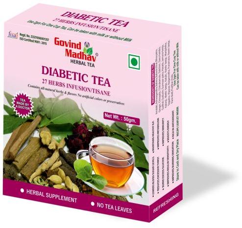 Govind Madhav Diabetic Tea 50gm, Packaging Type : Card Board Pack