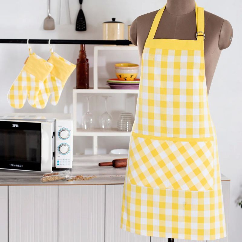 Multicoloured Checked Kitchen Apron, for Home, Hotel, Size : Multisize