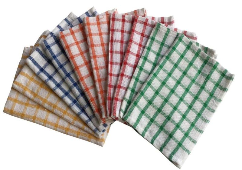 Multicolor Checked Kitchen Towel, for Home, Hotel, Size : Multisize
