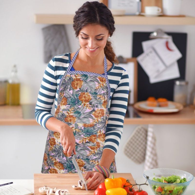 Multicoloured Printed Kitchen Apron, for Home, Hotel, Size : Multisize