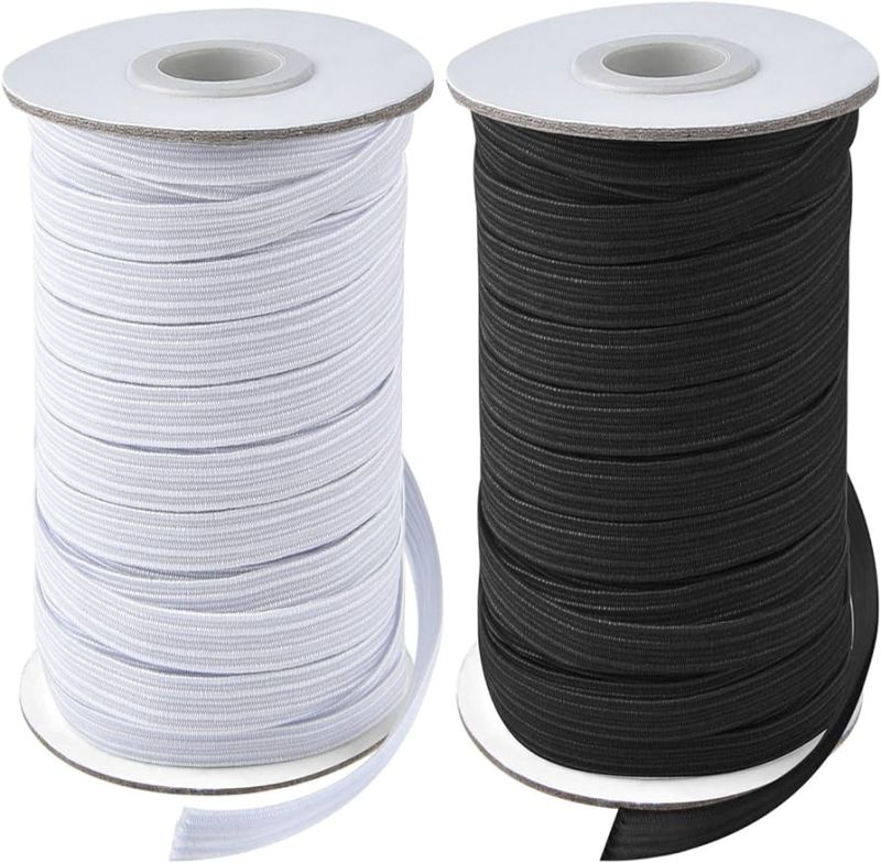Black Plain Cotton Elastic Rolls, for Making Garments, Technics : Machine Made
