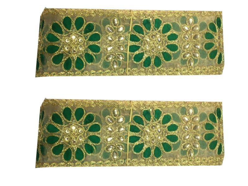 Green Designer Cotton Border Lace, for Textile Industries