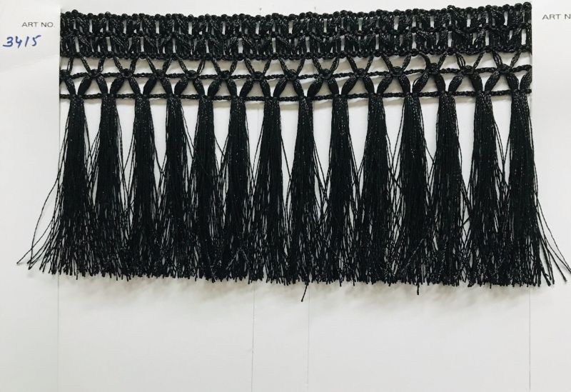 Black Rayon Fringes, for Decoration, Technics : Attractive Pattern