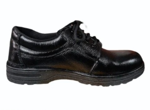 KNR Black Leather Safety Shoes, Size : 7-10