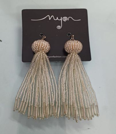 Golden Beaded Earrings, Style : Modern
