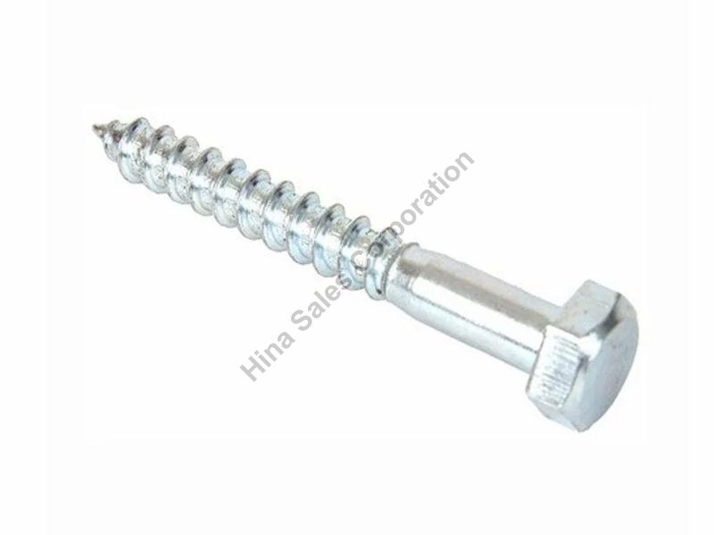 Silver Mild Steel Coach Screw, for Industrial, Length : Customize