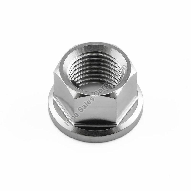 Shiny Silver Hex Head Stainless Steel Flanged Nut, for Automobile Fittings, Size : All Sizes