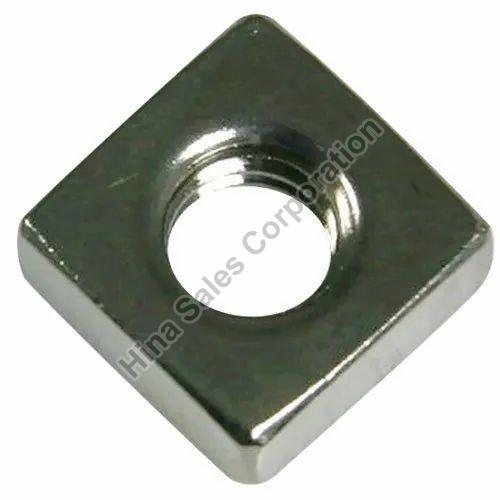 Shiny Silver Stainless Steel Square Nut, for Automobile Fittings, Packaging Type : Plastic Packet