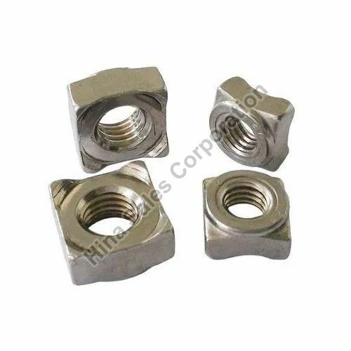 Shiny Silver Square Stainless Steel Weld Nut, for Automobile Fittings, Size : All Sizes