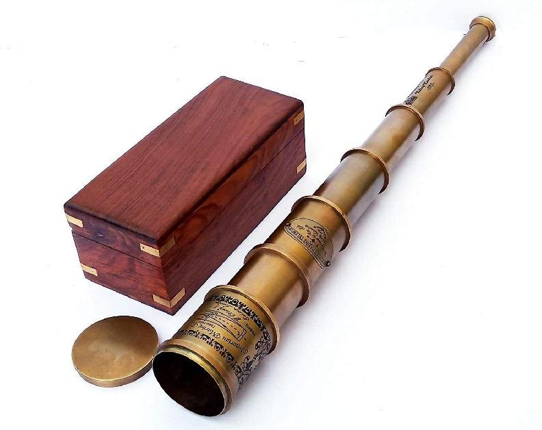 20inch brass telescope with wooden safety box