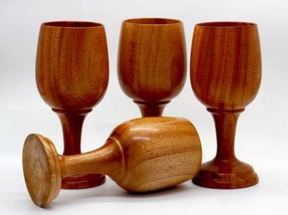 wooden wine glass set of 4