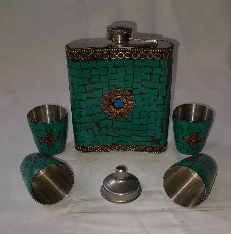 Polished Stone Hip Flasks, for Drinkware, Pattern : Plain, Printed