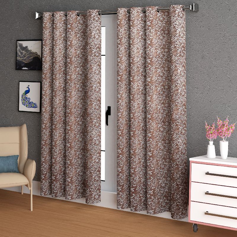Lumar Days Vines Brown Polyester Curtain, for Doors, Size : Standard