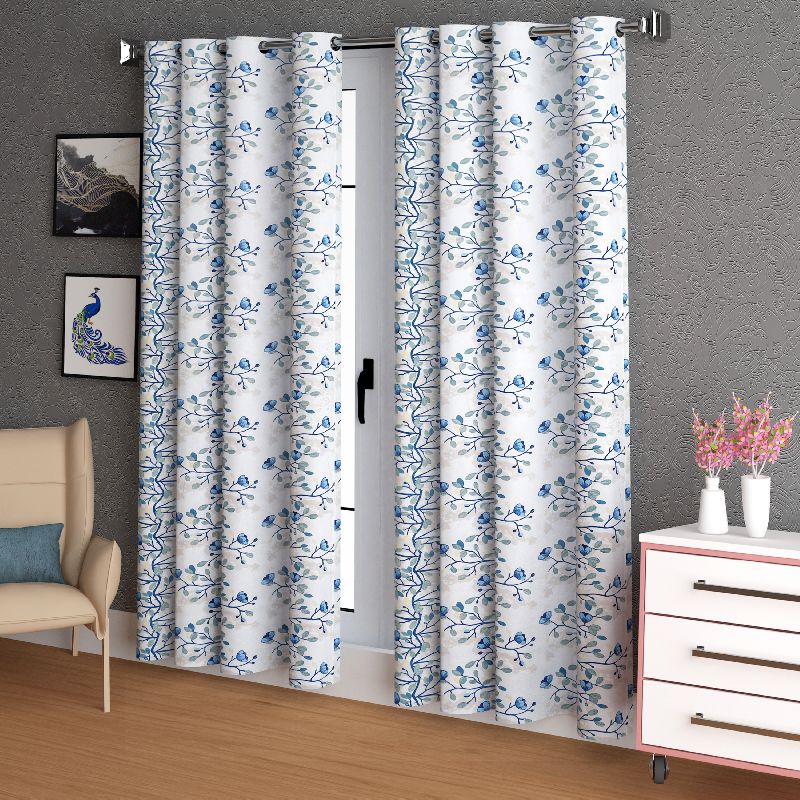 White Bloom Polyester Curtain