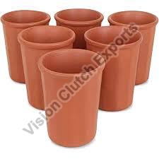 Brown Clay Glass, Shape : Round