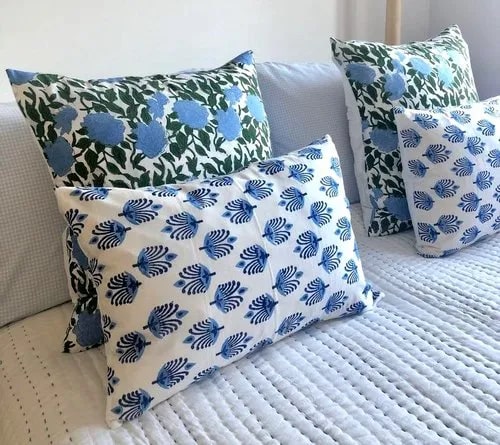 Rectangle Hand Block Printed Pillow Covers, for Home, Hotel, Size : Standard