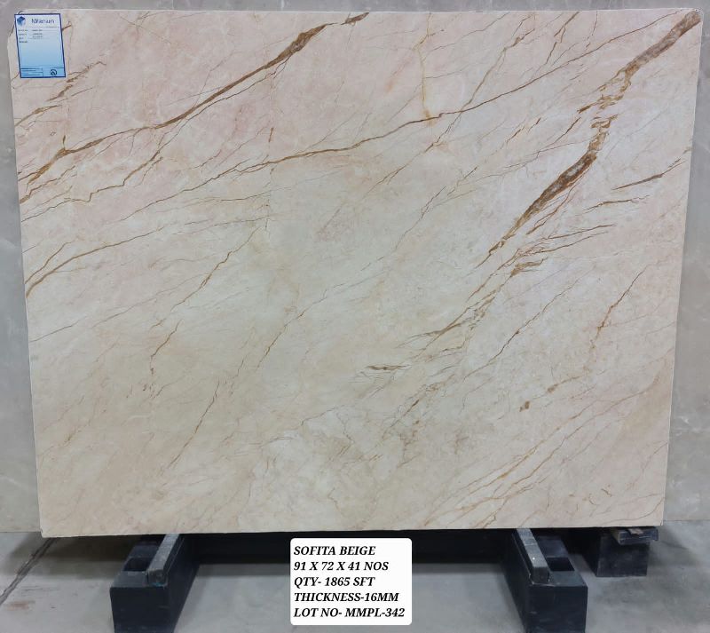 Polished Sofita Beige Marble Stone, Size : 91X72X41 Nos