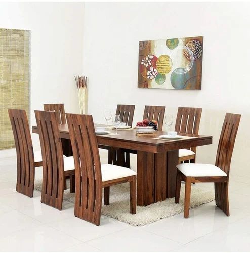 Rectangular 8 Seater Wooden Dining Table Set, Color : Natural