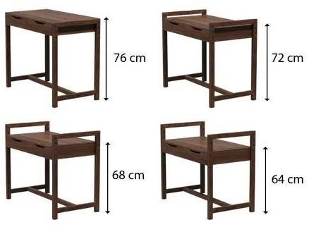 Wooden Height Adjustable Study Table With Chair