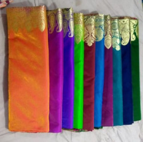 Silk banarsi border saree, Occasion : Party Wear