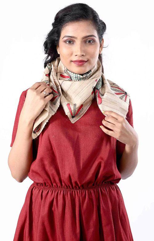 Ladies Madhubani Silk Scarf, Size Standard, Style Modern at Rs