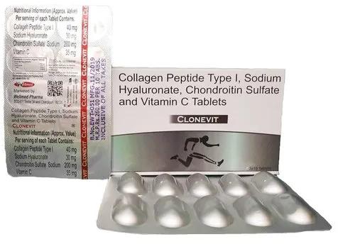 Collagen Peptide Type I Sodium Hyaluronate Chondroitin Sulfate and Vitamin C Tablets