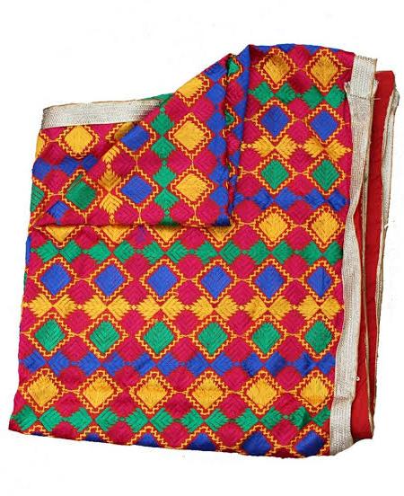 Phulkari embroidery fabric, for Making Garments, Technics : Embroidered