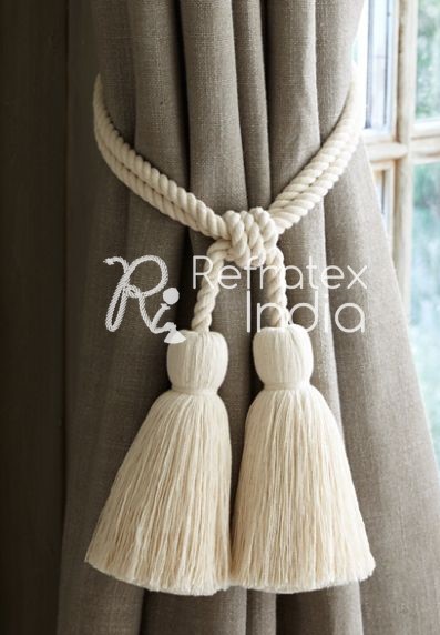 Refratex India Plain Cotton TC725 Tassel Tie Back, for Curtains Holding