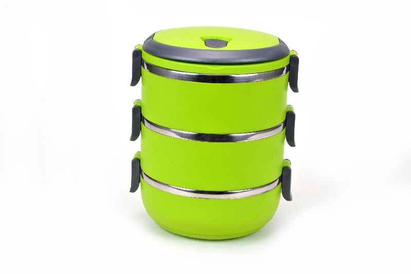 Three Carrier Lunch Box, Color : Green