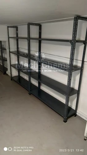 Warehouse Slotted Angle Storage Rack, Color : Grey