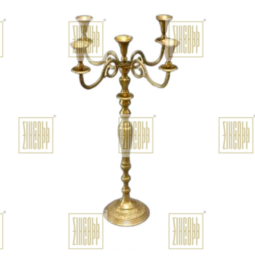 Zincopp Polished Iron Aluminium Golden Candelabra Set, for Decorating