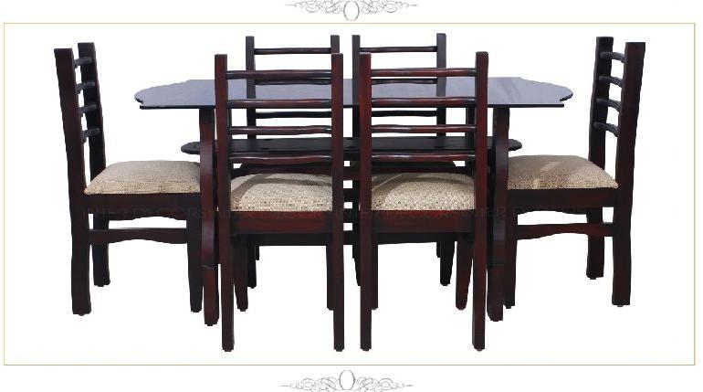 6 Seater Wooden Dining Table Set, Dimension (LxWxH) : 600x325x450mm