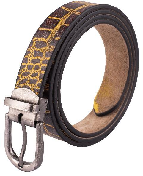 Croco Print Two Tone Leather Belt