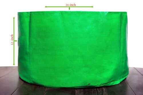 24x12 Inch HDPE Round Grow Bag, Color : Green