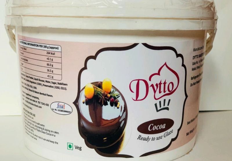 Dytto Cocoa Cake Glaze Gel, Packaging Size : 1kg